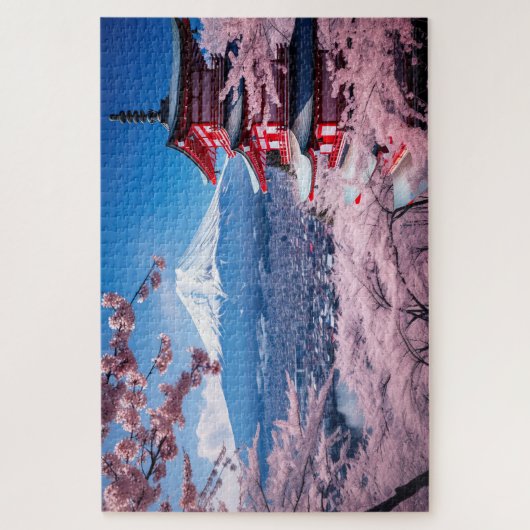 Japan, Sakura en Fuji landschap Legpuzzel (Verticaal)