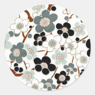 Japan, Sakura, Kimono, Origami, Chiyogami, Bloem, Ronde Sticker