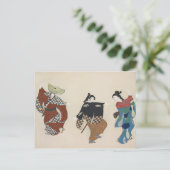 japan schilderij traditionele danseres kimono briefkaart (Staand voorkant)