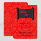 Japan Scroll Red Black Damask Bachelorette Party Kaart (Voorkant / Achterkant)