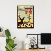  Japan Sika Deer, Torii Gate Travel Poster (Thuiskantoor)