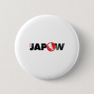 Japan Ski Shirt Japow Poederskiën Japanse Vlag Ronde Button 5,7 Cm