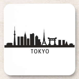 Japan Stadsgezicht Reizen Tokio Silhouet van de Bier Onderzetter