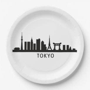 Japan Stadsgezicht Reizen Tokio Silhouet van de Papieren Bordje