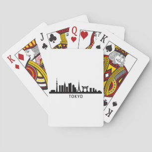 Japan Stadsgezicht Reizen Tokio Silhouet van de Pokerkaarten