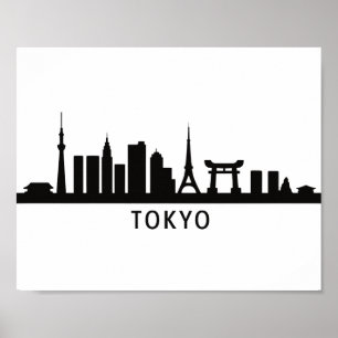 Japan Stadsgezicht Reizen Tokio Silhouet van de Poster