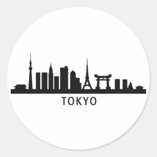 Japan Stadsgezicht Reizen Tokio Silhouet van de Ronde Sticker