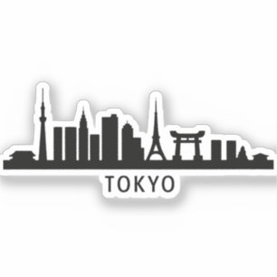Japan Stadsgezicht Reizen Tokio Silhouet van de Sticker