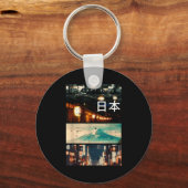 Japan Street Mountain Collage Nihon Japanese Men W Sleutelhanger (Voorkant)