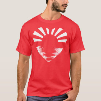 Japan Sunrise (wit op rode mannen) T-shirt