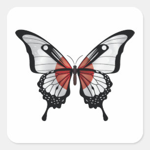 Japan Swallowtail Vlinder Vlag Vierkante Sticker