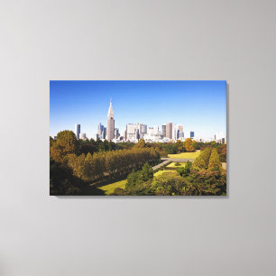Japan. Tokio. Shinjuku District Silhouette en Canvas Afdruk