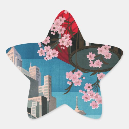 Japan Tokyo  Japans reisposter Ster Sticker (Voorkant)