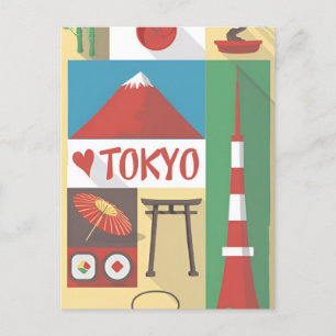 Japan Tokyo Travel waterverf Azië Briefkaart