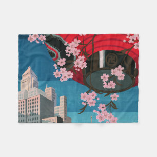 Japan Tokyo Vintage Japan Reisposter Fleece Deken
