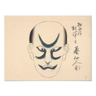 Japan - Traditioneel Kabuki - blauw - Foto Afdruk