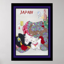 Japan Travel  Fine Art Cat en Kimono