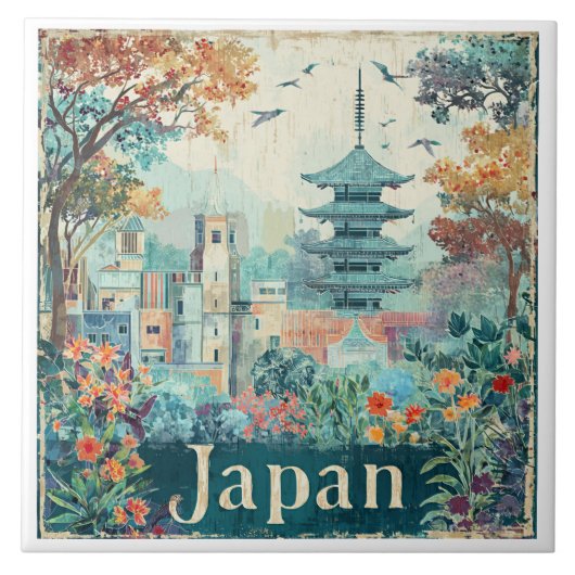 Japan travel poster tegeltje (Voorkant)