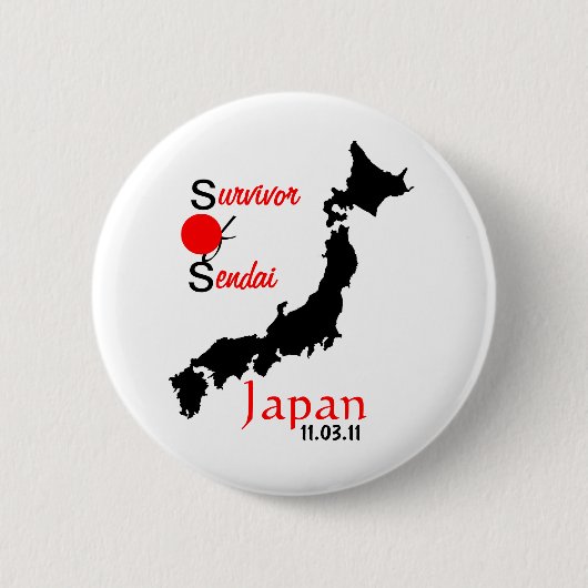 Japan: tsunami aardbeving Sendai Ronde Button 5,7 Cm (Voorkant)