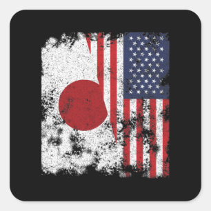 Japan Verenigde Staten vlag - half Amerikaans Vierkante Sticker