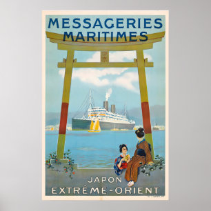 Japan Verre Oosten Maritieme Koeriers Vintage Reiz Poster