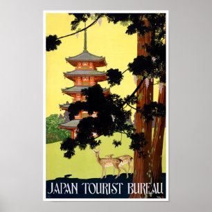 Japan Vintage Travel Poster teruggezet