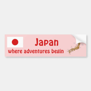 Japan Vlag + Landkaart Bumpersticker
