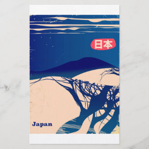 Japan winter Bomen vintage airline poster. Briefpapier