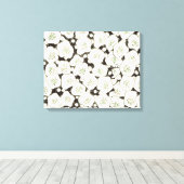 Japan Witte Bloemtuin Canvas Afdruk (Insitu (Houten vloer))