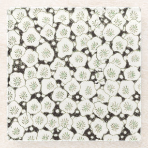 Japan Witte Bloemtuin Glazen Onderzetter