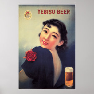 JAPAN YEBISU BEER Adverteren  Japanse kunst Poster
