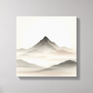 Japandi Abstracte Bergkunst voor Stille Interieurs Canvas Afdruk