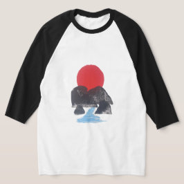 Japandi Block Print Mountain Sunset Graphic T-shir T-shirt