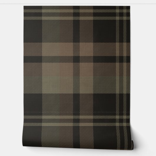 Japandi Farmhouse Plaid in Olive and Brown Behang (Afrollen)