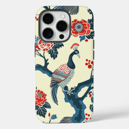 Japandi Floral William Morris Style iPhone Case (Achterkant)