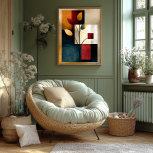 Japandi Ikebana Geometrische Abstracte Wandkunst m Poster