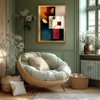 Japandi Ikebana Geometrische Abstracte Wandkunst m Poster
