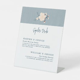 Japandi kersenbloem handtekening drinken bruiloft reclamebord met voetstuk