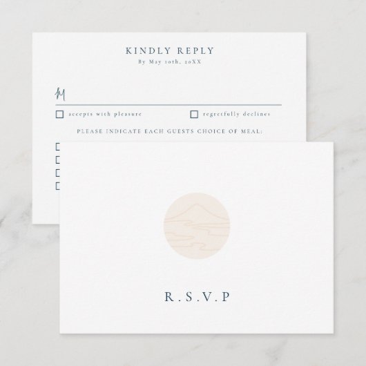 Japandi landschap maaltijden keuzes RSVP Kaartje (Voorkant / Achterkant)