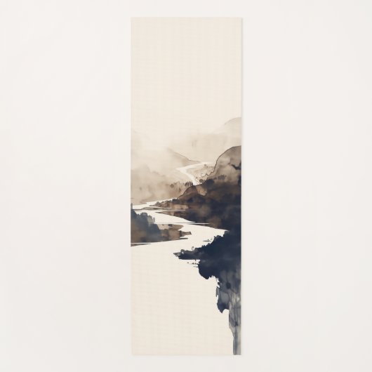 Japandi River Yoga Mat - Serene Landschap Ontwerp (Voorkant)