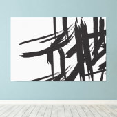 Japandi Zwart-wit abstracte muurkunst Canvas Afdruk (Insitu (Houten vloer))