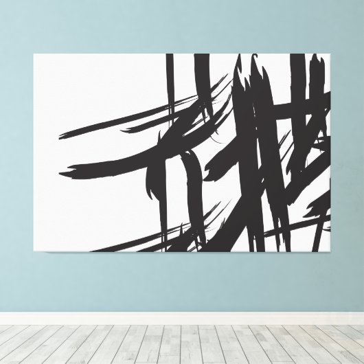 Japandi Zwart-wit abstracte muurkunst Canvas Afdruk (Insitu (Houten vloer))