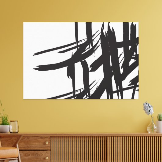 Japandi Zwart-wit abstracte muurkunst Canvas Afdruk (Insitu (Woonkamer))