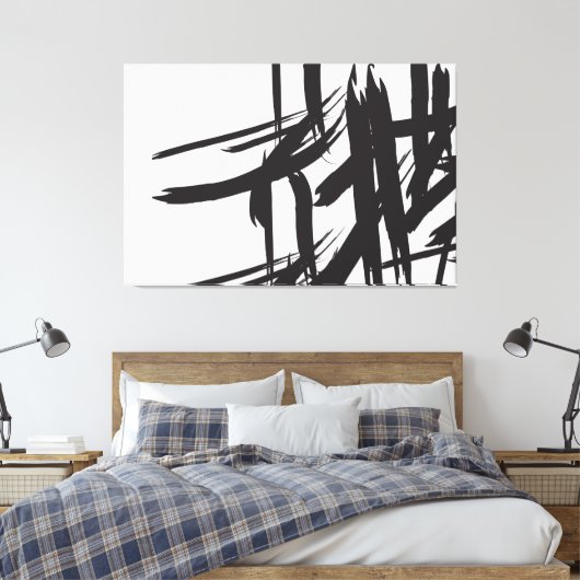 Japandi Zwart-wit abstracte muurkunst Canvas Afdruk (Insitu (Slaapkamer))