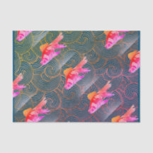 JAPANESE AFDRUKKING VAN KOI Tissue Paper W/ wave-c