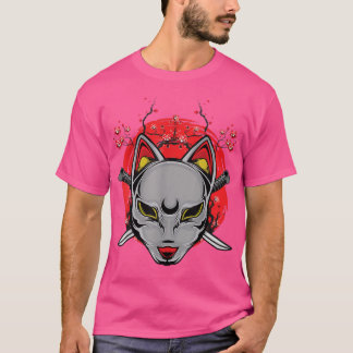 Japanese Art Cat Japan Sword Katana Samurai Cherry T-shirt