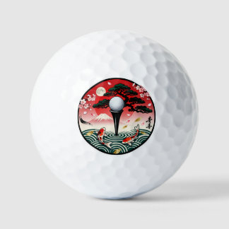Japanese Art Golf Ball - Koi Fish and Mount Fuji  Golfballen
