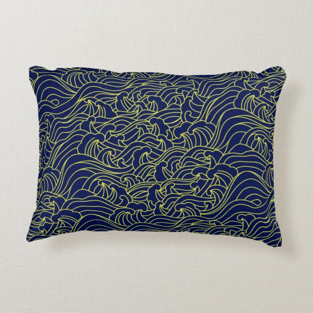 Japanese Art Pattern Pillow Accent Kussen (Achterkant)