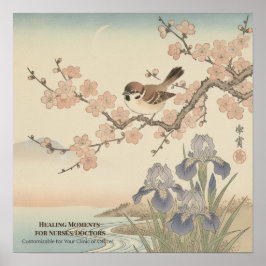Japanese Art Wall Decor for Nurses – Cute Bird  Poster