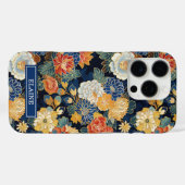 Japanese Blue Floral Pattern Monogrammed Case-Mate iPhone Case (Achterkant (horizontaal))
